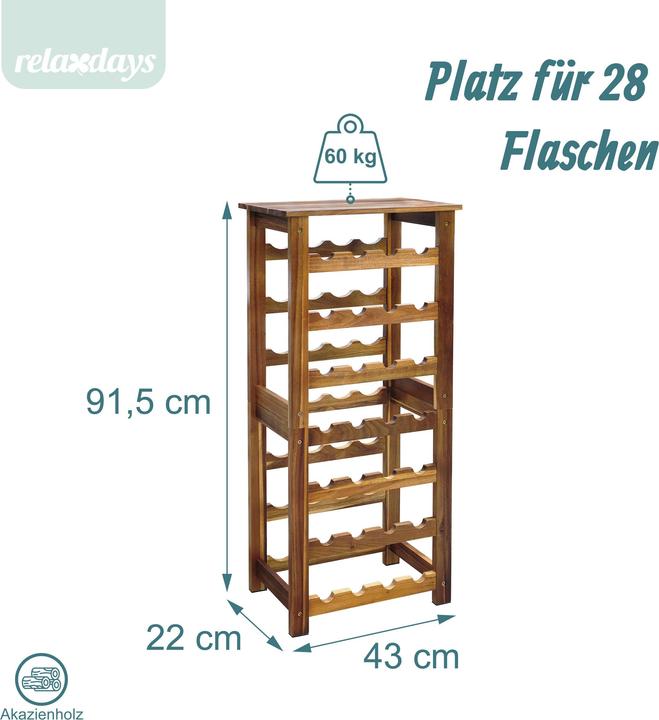 Actual product image Relaxdays winerack (28 bottles, 43 x 22 x 91.50 cm)