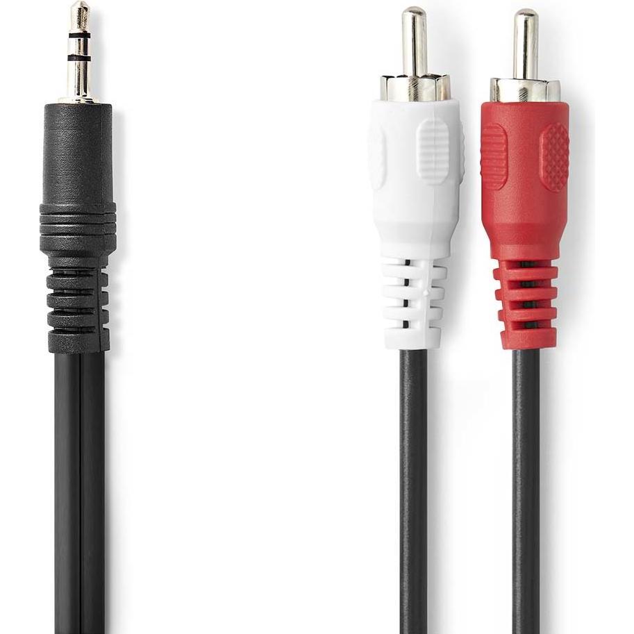 Nedis Stereo-Audiokabel 3.5 mm Stecker 2x RCA Stecker Vernickelt 3.00 m Rund Schwarz L (3 m, 3.5mm Klinke (AUX)), Audio ...