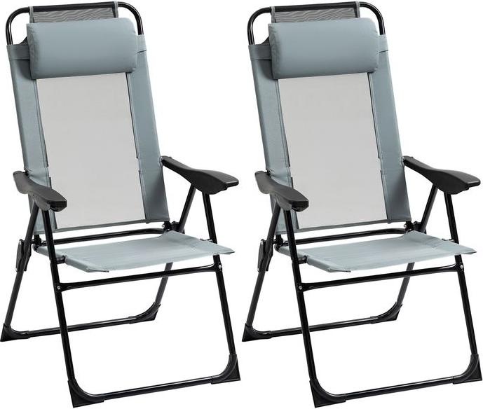 Produktbild Swisshandel24 2er-Set Klappstuhl klappbarer Gartenstuhl mit verstellbarer Rückenlehne Armlehne Campingstuhl für Ga