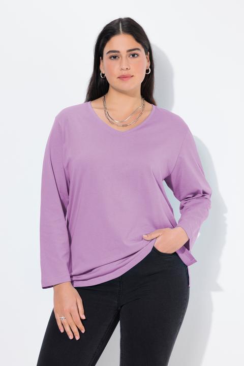 Produktbild Ulla Popken Shirt, V-Ausschnitt, Relaxed, Langarm (62)