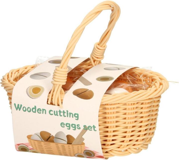 Actual product image Cut eggs wood in basket