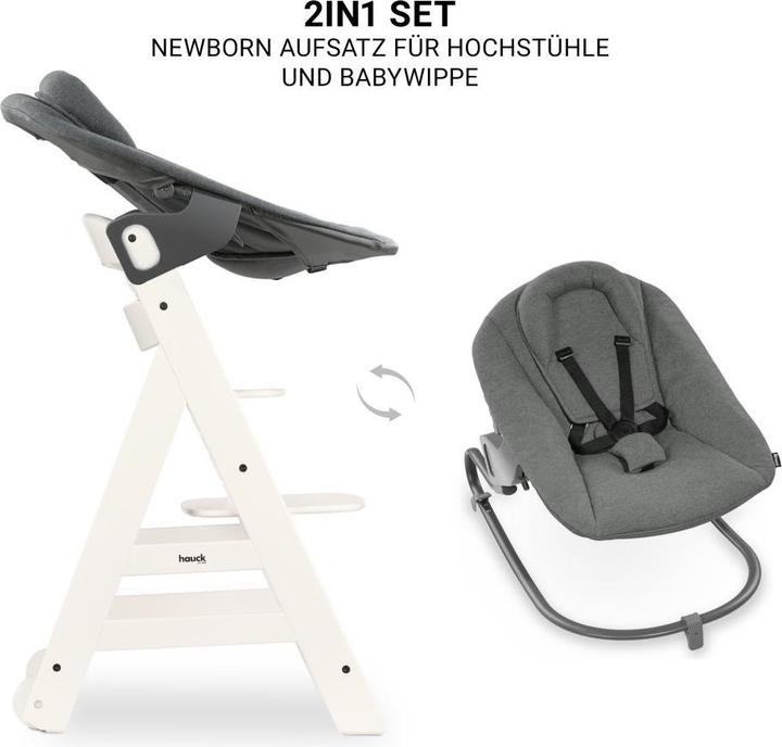 Hauck Highchairs Beta Plus White 5-piece Newborn Set - Highchair + 2in1 (Highchair)
