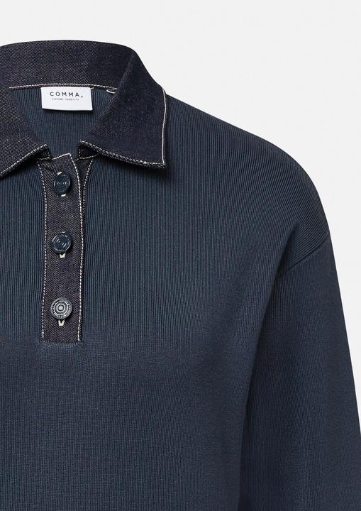 Produktbild Comma Strickpullover Strickpullover mit Denim-Polokragen und überschnittener Schulter (32)