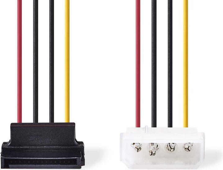 Actual product image Nedis Internal power cable | Molex male | SATA 15-pin female | Gold-plated | 0.15 m | Round | PVC | Me