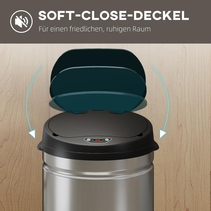 Produktbild Homcom Sensor-Mülleimer Edelstahl, Kunststoff Silber (50 l)