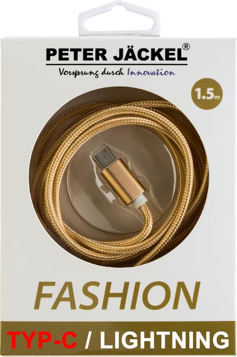 Image du produit Peter Jäckel FASHION 1.5m Data Cable Gold pour Type-C/ Apple Lightning avec fonction de synchronisation et de (1.50 m, USB 3.2 Gen 1)