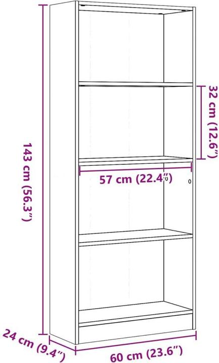 Produktbild vidaXL Bücherregal (60 x 24 x 143 cm)