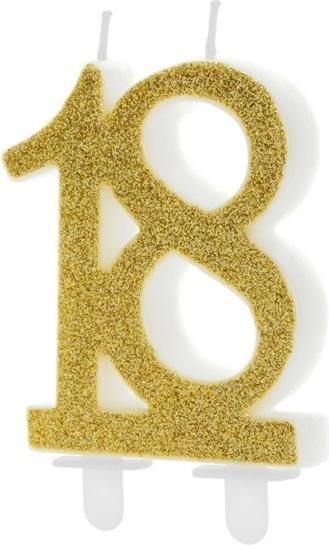Immagine prodotto Partydeco Candela di compleanno numero 18 con glitter (1 x)