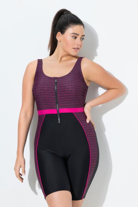 Image du produit Ulla Popken Combinaison de bain, short long. Fermeture zippée. Sans bonnets souples (48)