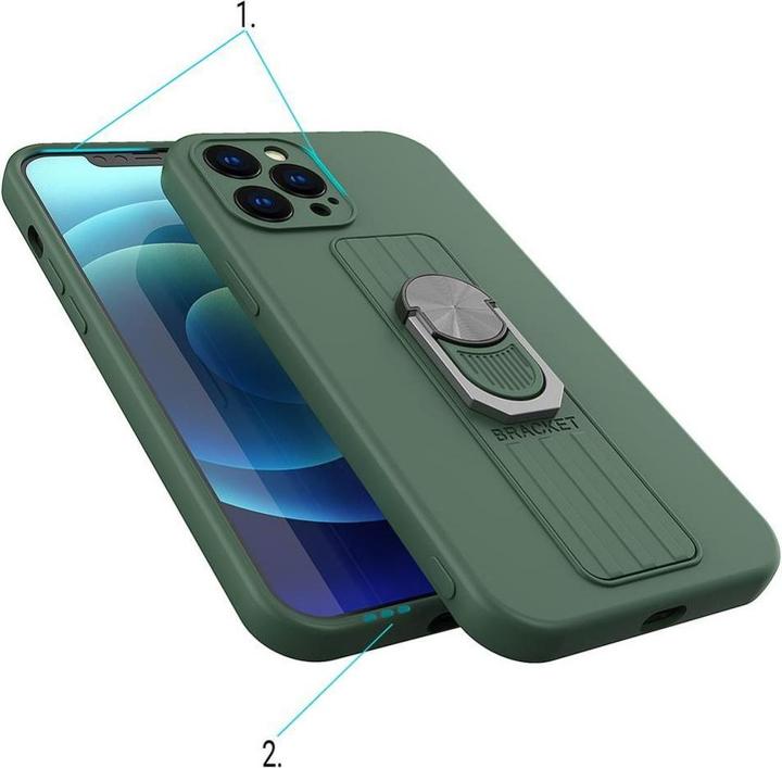 Produktbild Hurtel Ring Case silicone case with finger grip and stand for iPhone 11 Pro Max brown (Apple iPhone 11 Pro Max)