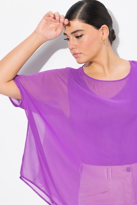 Produktbild Ulla Popken Chiffonbluse, Oversized, Rundhals, Halbarm (58, 60, 62)