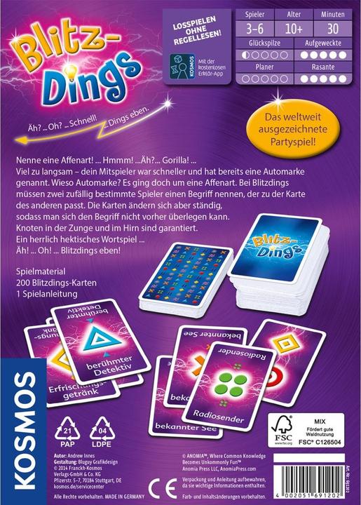Produktbild Kosmos Blitzdings (Deutsch, 3 - 6 Spieler)