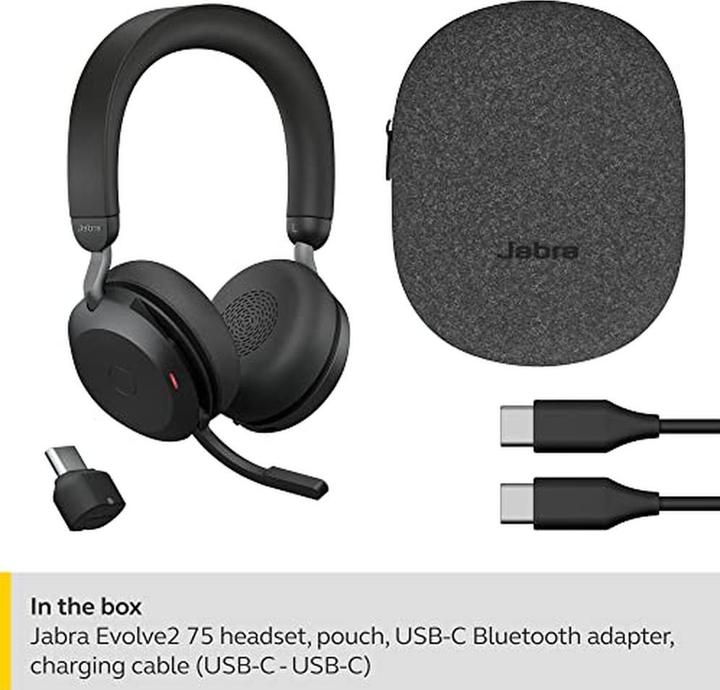 Produktbild Jabra Evolve2 75 Duo MS (Kabellos, Kabelgebunden, USB-C)