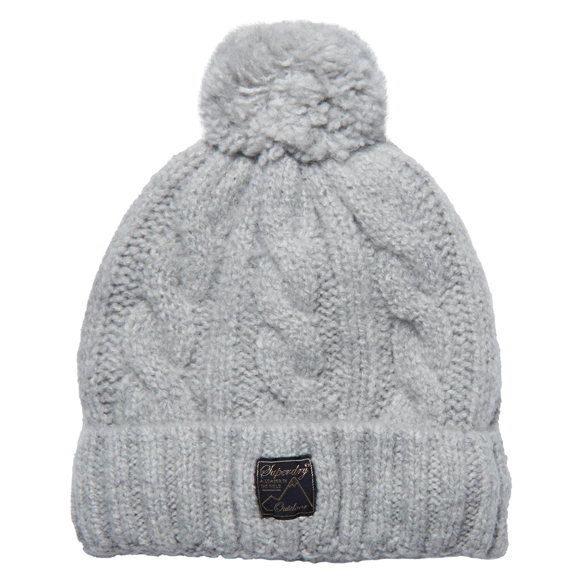 Superdry, Damen, Mütze, Mütze Casual Bequem Sitzend Tweed Cable Beanie, Grau, (One Size)