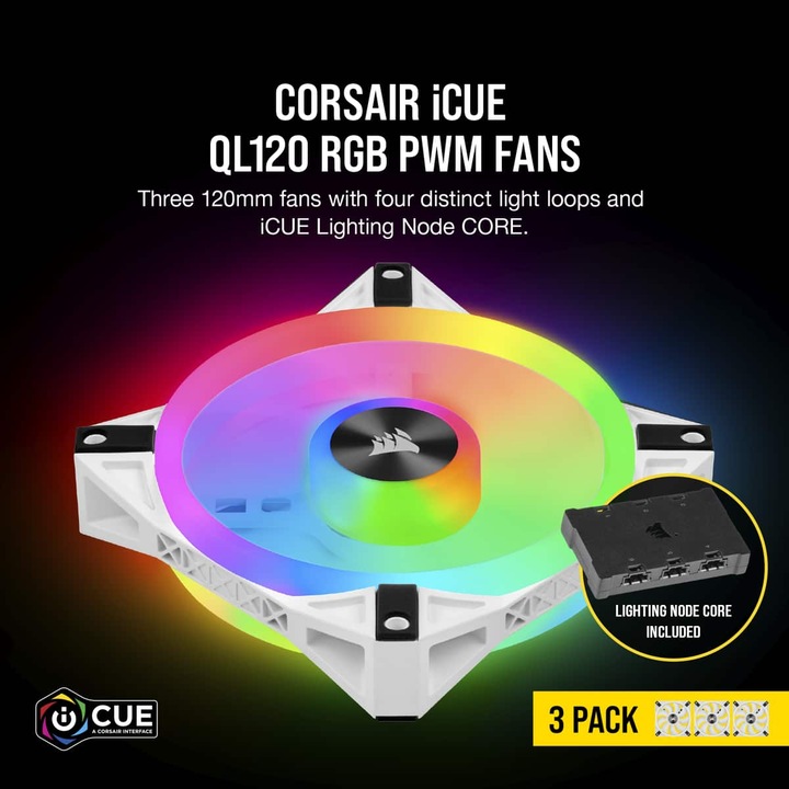 Image du produit Corsair iCUE QL120 RGB (120 mm, 3 x)