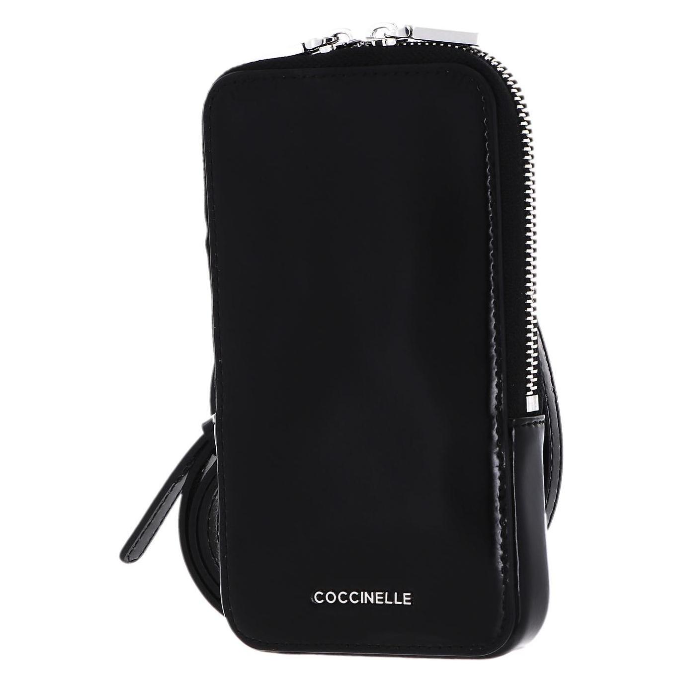 Coccinelle, Damen, Handtasche, Flor Shiny Hi-Tech Phone Bag, Schwarz