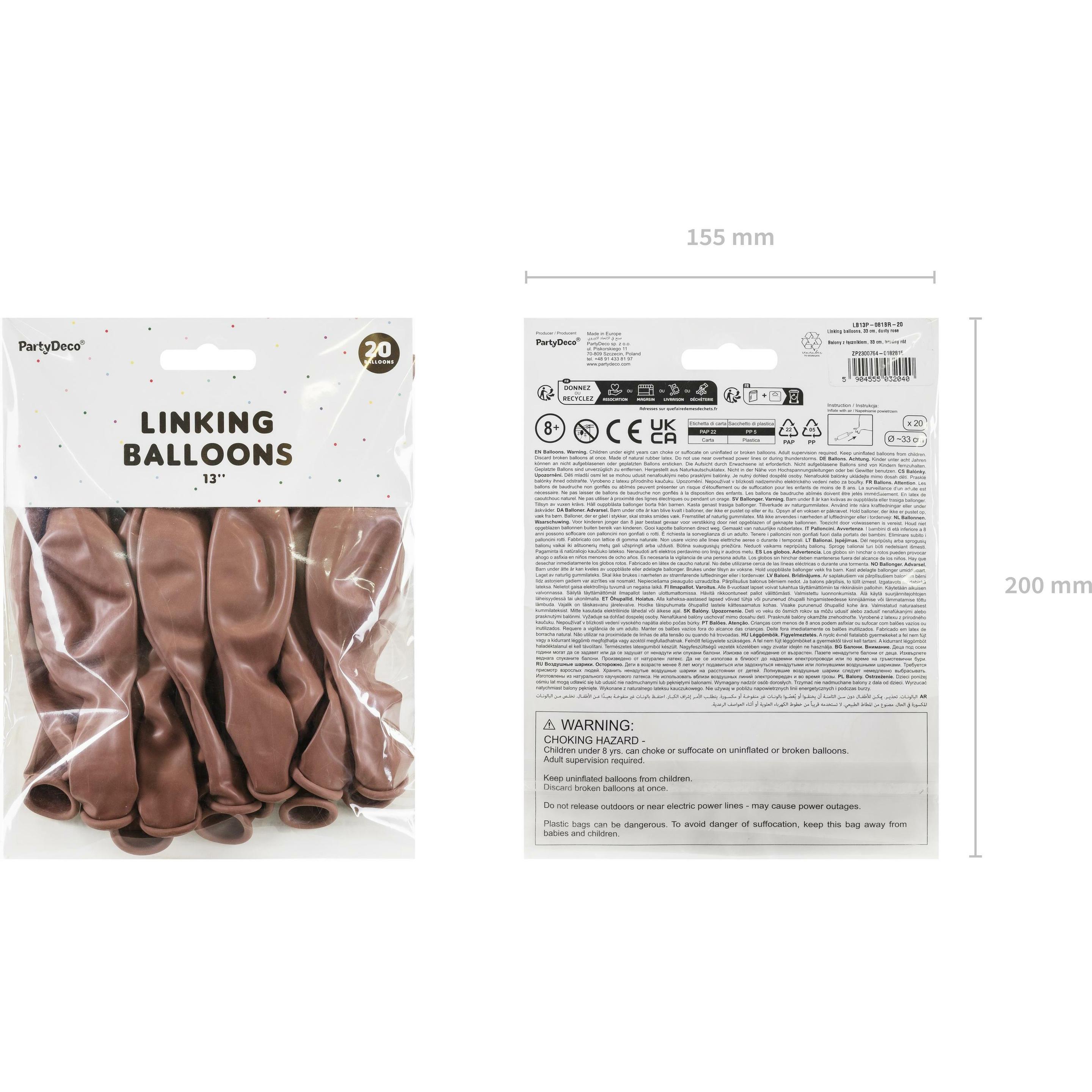 Thumbnail - Partydeco Kettenballons Linking Dekoluftballon Dusty Rose 33cm, 20 Stück