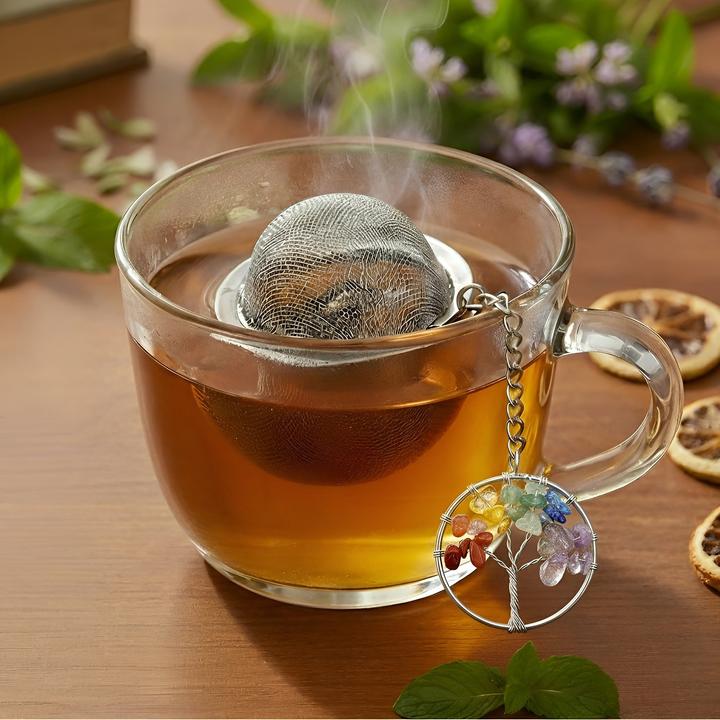 Actual product image Gewürzladen Näfels Teesieb mit Edelstein-Anhänger Lebensbaum, Teeei, Teekugel, Gewürzsieb