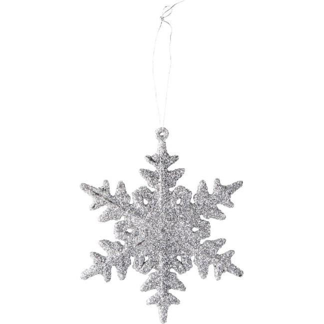 MICA Living, Christbaumschmuck, Baumhänger Schneeflocke silber - bruchsicher - 9,5 cm - 6 Stück (6 -teilig)