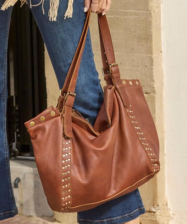 Actual product image Joe Browns Studded Buckle Washed Leather Bag