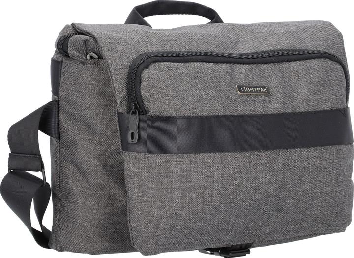 Actual product image Lightpak Notebook shoulder bag "WALKER", polyester, gray adjustable, padded shoulder strap, carrying handle (13")