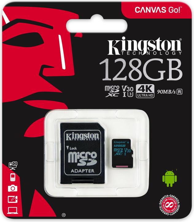 Produktbild Kingston Canvas Go (128 GB, microSDXC, U3, UHS-I)