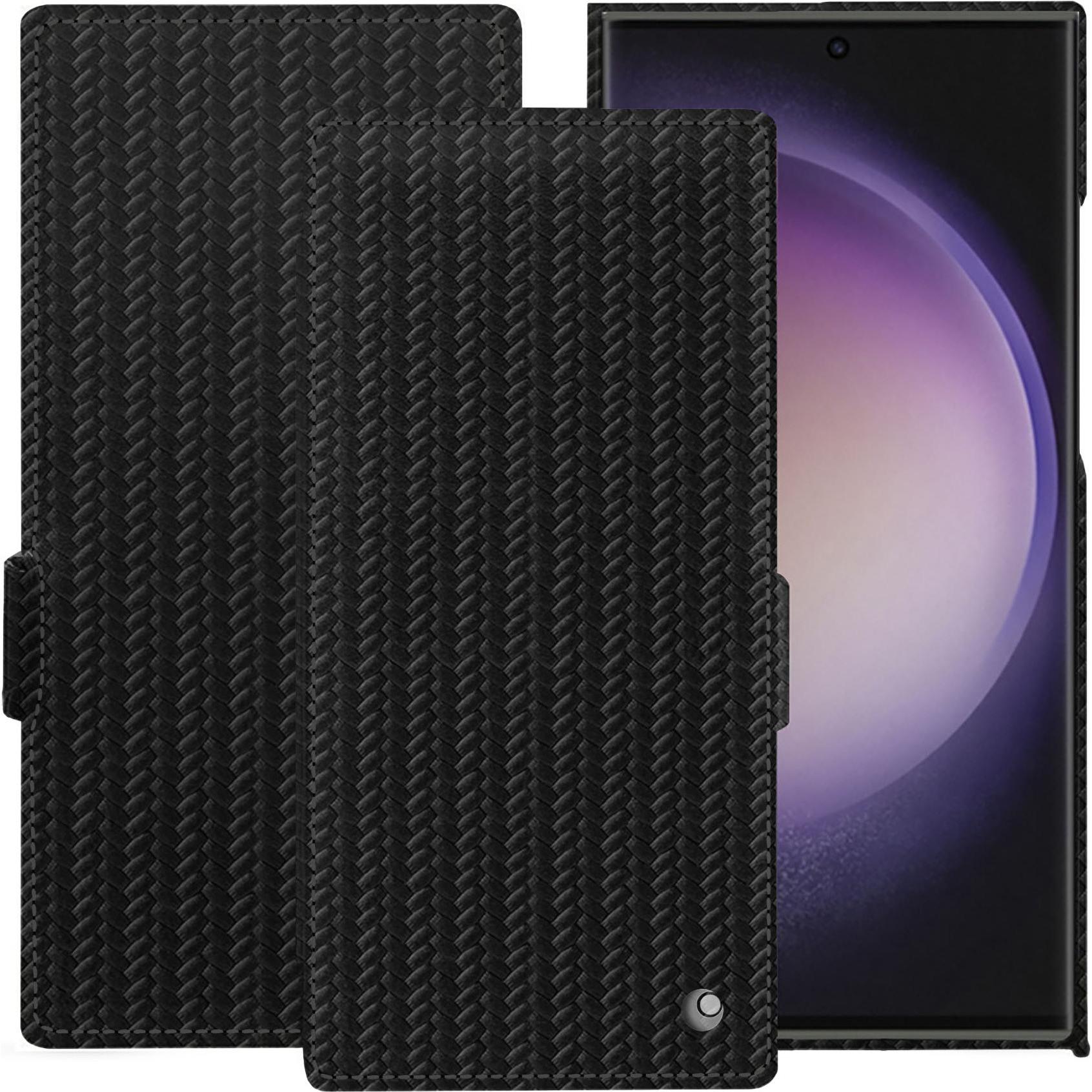 Noreve Lederschutzhülle horizontal (Samsung Galaxy S23 Ultra, Samsung Galaxy S24 Ultra), Smartphone Hülle, Schwarz