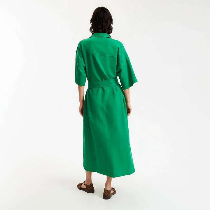Produktbild La Redoute Collections Hemdkleid lang Ärmel Ellbogen gegürtet (XS)
