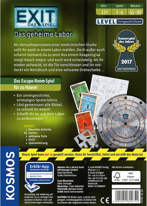 Produktbild Kosmos Exit - Das geheime Labor (Deutsch)