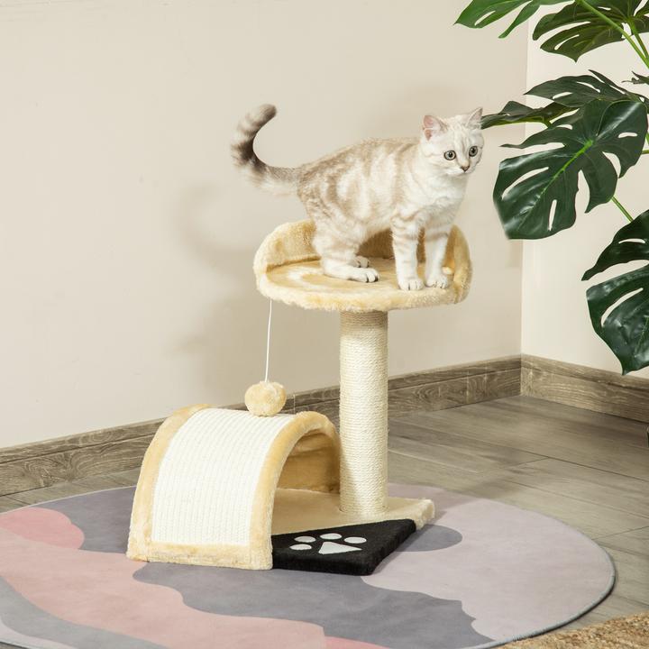 Immagine prodotto PawHut Albero per gatti con peluche (46 cm, Beige)