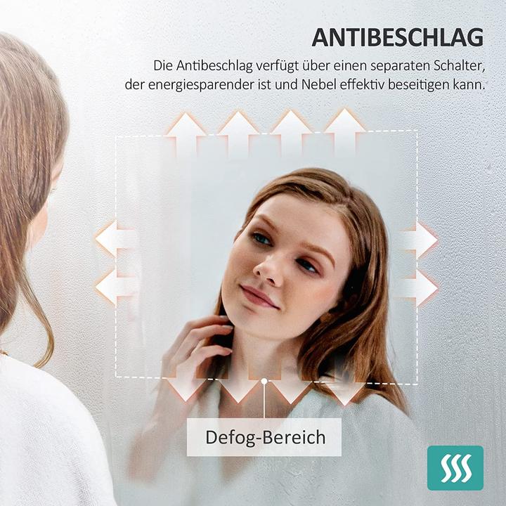 Actual product image Emke Bathroom Mirror With Lighting 80*60cm,Fog-Free, 3 Colour Temperatures (3000K-6500K)&Dimmable
