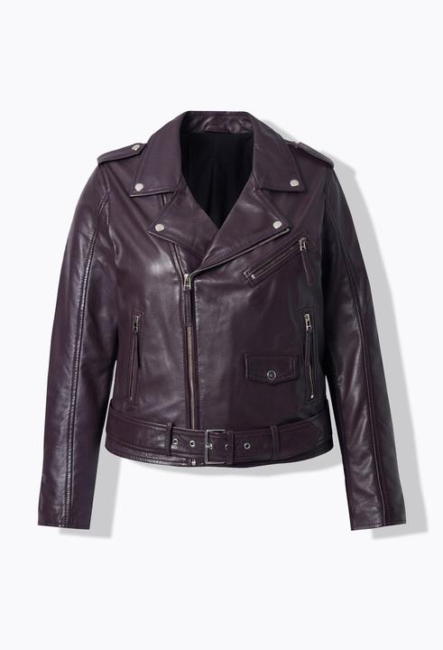 Actual product image Ulla Popken Biker Style Leather Jacket (46)