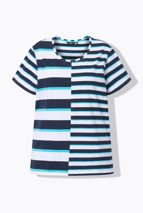 Actual product image Ulla Popken Mix Stripe Short Sleeve Tee (60)
