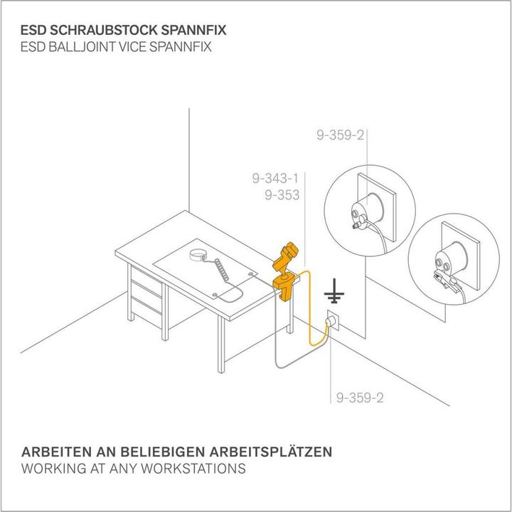 Actual product image Bernstein ESD ball joint holder (screw-on) conductive +plug +ground wire (threaded stud 20mm)