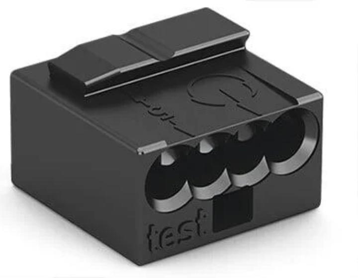 Actual product image Wago Micro Push-Wire Connector For Junction Boxes 4-Conductor Terminal Block, Dark Grey