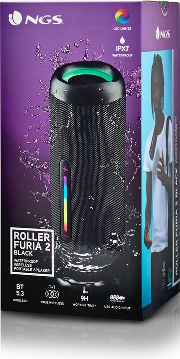 Produktbild NGS Enceinte Nomade Bluetooth Roller Furia 2 (Noir) (9 h, Akkubetrieb)