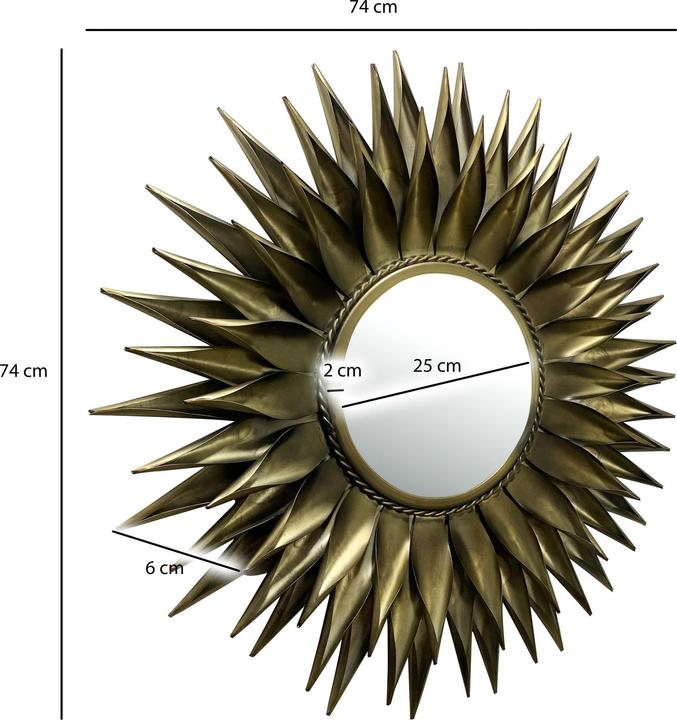 Actual product image FineBuy Wall mirror hallway mirror sun metal 74 cm mirror hallway hanging mirror (Ø 6 cm)