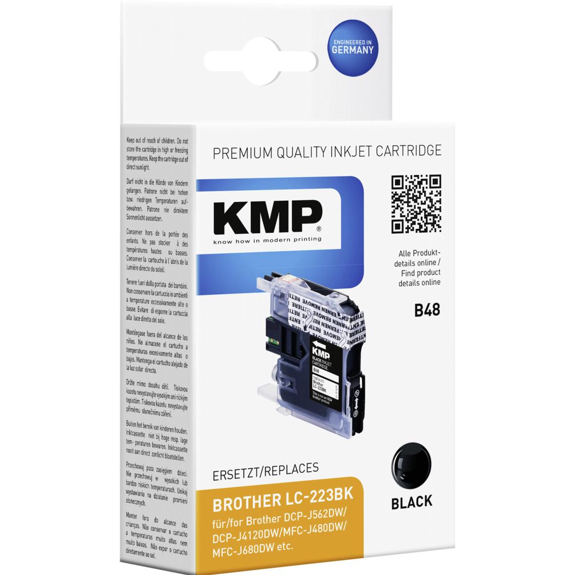KMP, Druckerpatrone, B48 Tintenpatrone kompatibel mit Brother LC-223 BK (BK)
