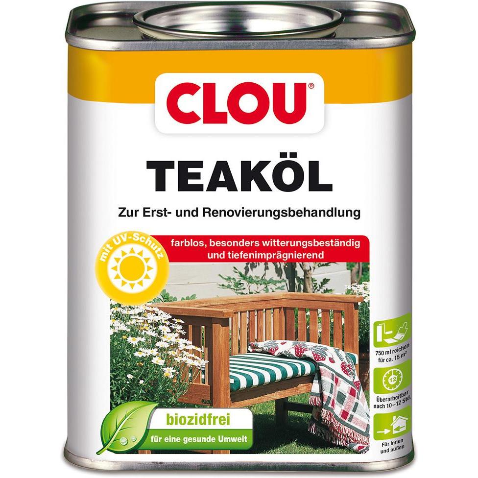 Clou, Holzschutz + Holzpflege, Teaköl (Farblos, 0.75 l)
