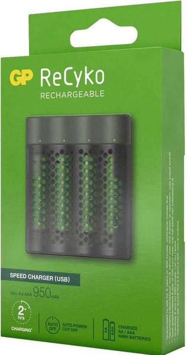 Actual product image GP Batteries ReCyko M451/100 4-Port USB Ladegerät inkl.4xAAA NiMh 950mAh (5 pcs., AAA, 950 mAh, Battery + charger)