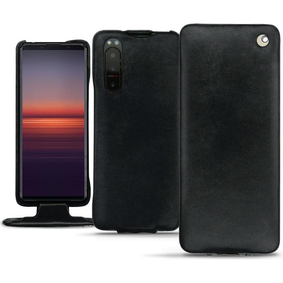 Noreve Lederschutzhülle vertikal (Sony Xperia 5 II), Smartphone Hülle, Schwarz
