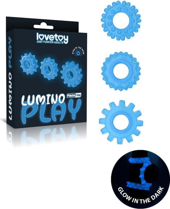 Produktbild Lovetoy Lumino Play Set 3 Penis Ring Blaues Licht