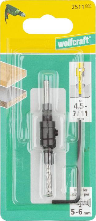 Produktbild wolfcraft Vorbohrer mit Senker, Ø 5–8 mm (16 mm, 4.5 mm)