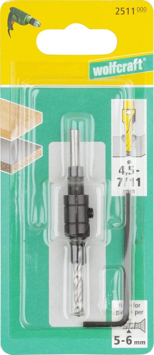 Actual product image wolfcraft Screw Starter With Countersink, Ø 5-8 mm (16 mm, 4.5 mm)