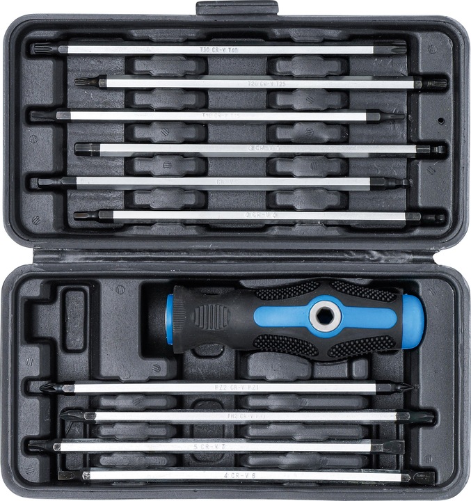 Actual product image BGS Screwdriver Set with interchangeable Blades 11 pcs. (T-section, Cross recess, Port)