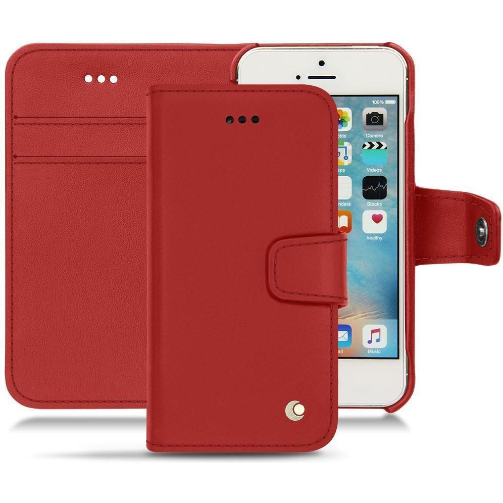 Noreve Lederschutzhülle Wallet (Apple iPhone SE), Smartphone Hülle, Rot