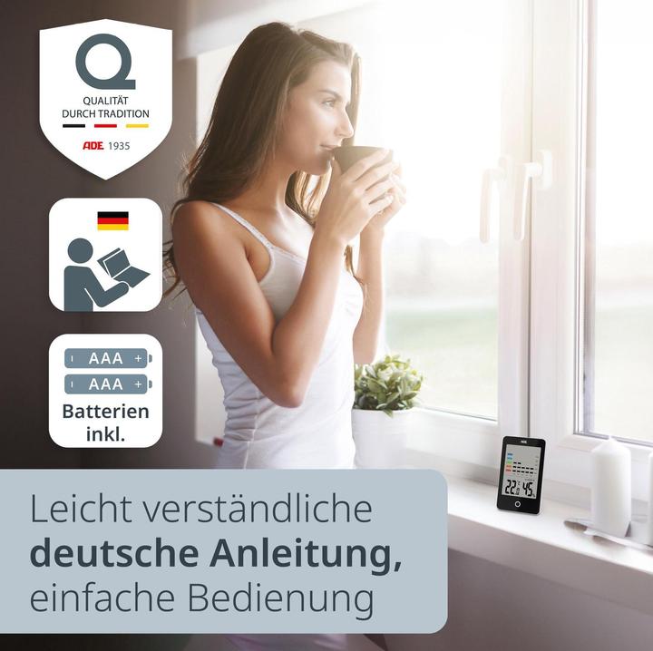 Produktbild ADE Thermo-/Hygrometer digital Schwarz, Funktionen