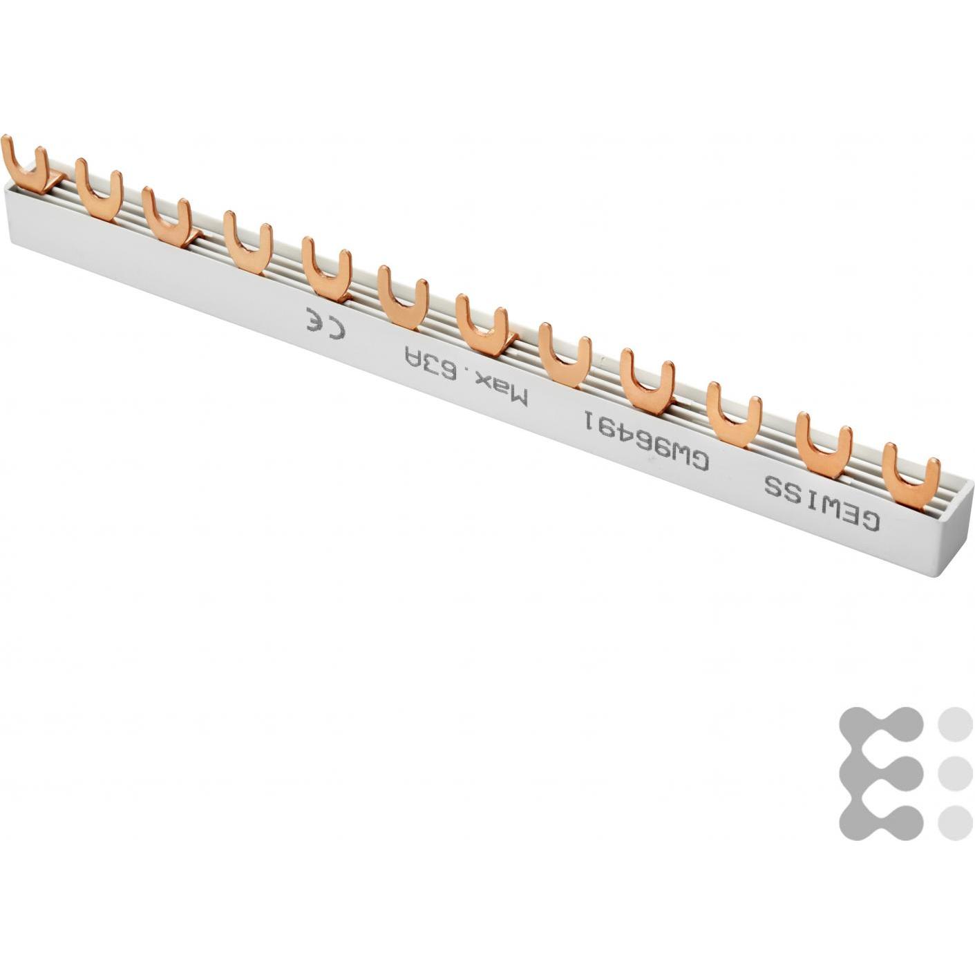 Thumbnail - Gewiss, Verteilerschrank Zubehör, GEWI GW96491 Busbar 6 X Mdc 2P (2M) Sammelschiene 4pol. L1+N L2+N L3+N
