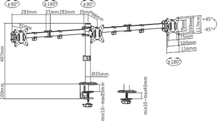 Produktbild Gembird N--GEMBIRD MA-D3-01 Adjustable desk 3- (Tisch, 27", 7 kg)