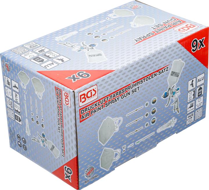 Immagine prodotto BGS Aerografo con 3 ugelli di spruzzo 1,2 - 1,7 - 2,0 mm